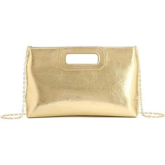 Handbags - Clutch Purses PU Leather with Chain Gold